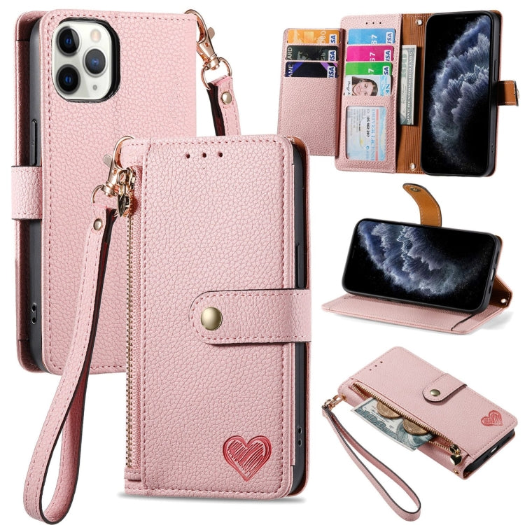 Liebe Reißverschluss Lanyard Leder Handyhülle, Für iPhone 12 Pro Max, Für iPhone 11 Pro Max, Für iPhone 11, Für iPhone 11 Pro, Für iPhone X / XS, Für iPhone XR, Für iPhone XS Max, Für iPhone 7 Plus / 8 Plus