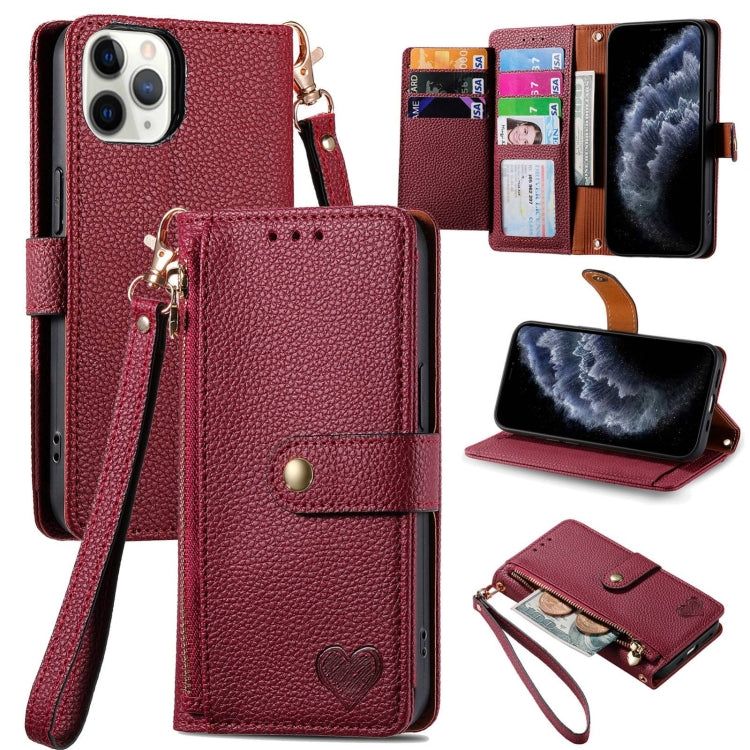 Liebe Reißverschluss Lanyard Leder Handyhülle, Für iPhone 12 Pro Max, Für iPhone 11 Pro Max, Für iPhone 11, Für iPhone 11 Pro, Für iPhone X / XS, Für iPhone XR, Für iPhone XS Max, Für iPhone 7 Plus / 8 Plus