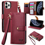 Liebes-Reißverschluss-Lanyard-Leder-Handyhülle, für iPhone 14 Pro Max, für iPhone 7 / 8 / SE 2022, für iPhone 13 Pro Max, für iPhone 13 Pro, für iPhone 13, für iPhone 13 mini, für iPhone 12 mini, für iPhone 12 / 12 Pro