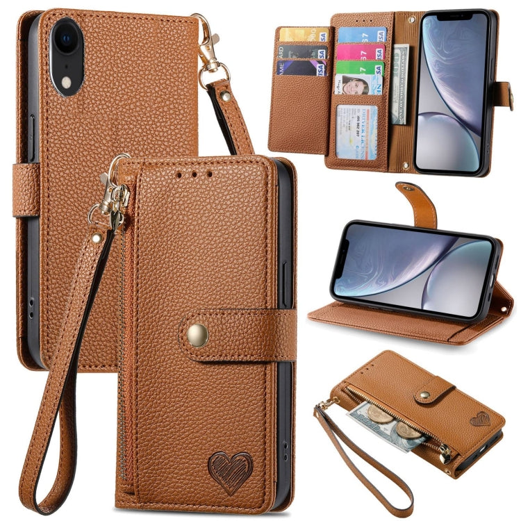 Liebe Reißverschluss Lanyard Leder Handyhülle, Für iPhone 12 Pro Max, Für iPhone 11 Pro Max, Für iPhone 11, Für iPhone 11 Pro, Für iPhone X / XS, Für iPhone XR, Für iPhone XS Max, Für iPhone 7 Plus / 8 Plus