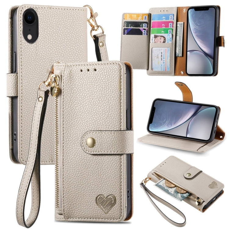 Liebe Reißverschluss Lanyard Leder Handyhülle, Für iPhone 12 Pro Max, Für iPhone 11 Pro Max, Für iPhone 11, Für iPhone 11 Pro, Für iPhone X / XS, Für iPhone XR, Für iPhone XS Max, Für iPhone 7 Plus / 8 Plus
