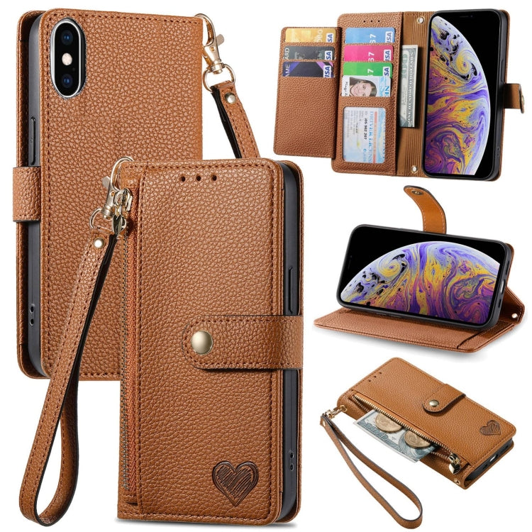 Liebe Reißverschluss Lanyard Leder Handyhülle, Für iPhone 12 Pro Max, Für iPhone 11 Pro Max, Für iPhone 11, Für iPhone 11 Pro, Für iPhone X / XS, Für iPhone XR, Für iPhone XS Max, Für iPhone 7 Plus / 8 Plus