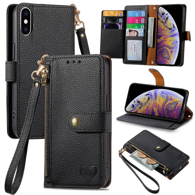 Liebe Reißverschluss Lanyard Leder Handyhülle, Für iPhone 12 Pro Max, Für iPhone 11 Pro Max, Für iPhone 11, Für iPhone 11 Pro, Für iPhone X / XS, Für iPhone XR, Für iPhone XS Max, Für iPhone 7 Plus / 8 Plus