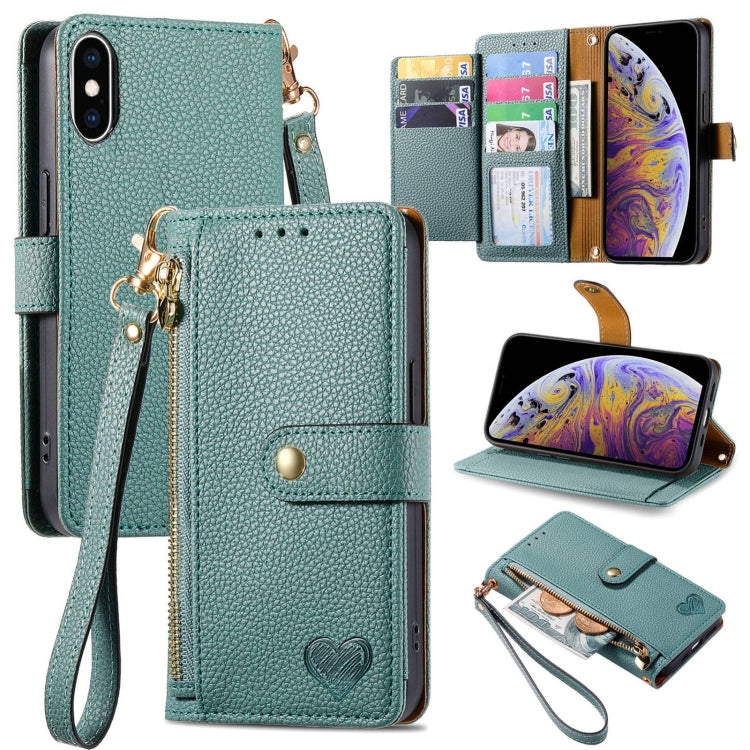 Liebe Reißverschluss Lanyard Leder Handyhülle, Für iPhone 12 Pro Max, Für iPhone 11 Pro Max, Für iPhone 11, Für iPhone 11 Pro, Für iPhone X / XS, Für iPhone XR, Für iPhone XS Max, Für iPhone 7 Plus / 8 Plus
