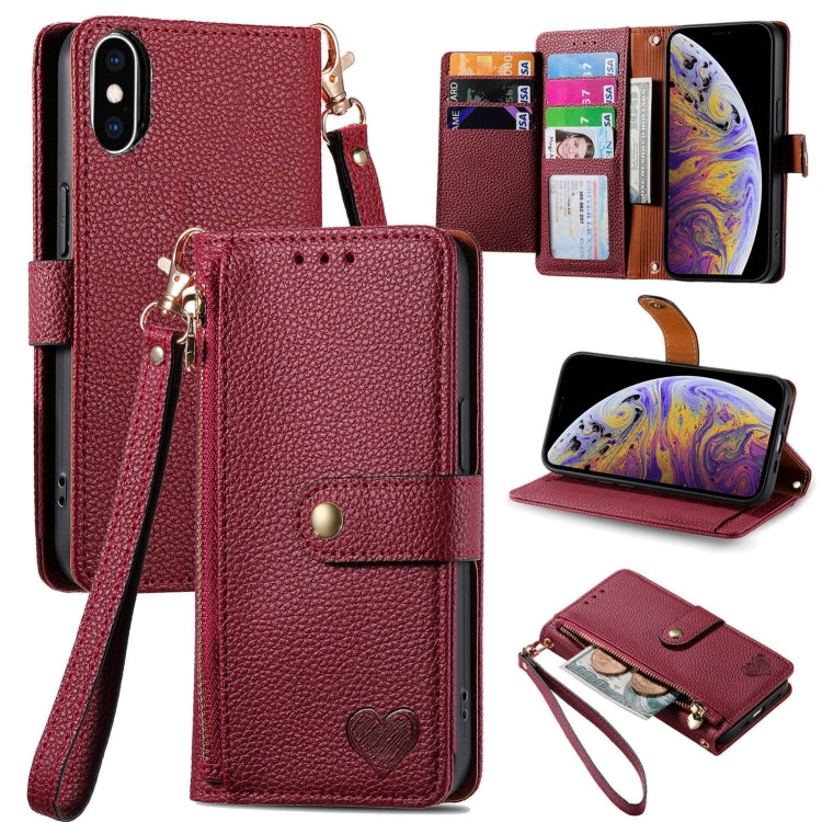 Liebe Reißverschluss Lanyard Leder Handyhülle, Für iPhone 12 Pro Max, Für iPhone 11 Pro Max, Für iPhone 11, Für iPhone 11 Pro, Für iPhone X / XS, Für iPhone XR, Für iPhone XS Max, Für iPhone 7 Plus / 8 Plus