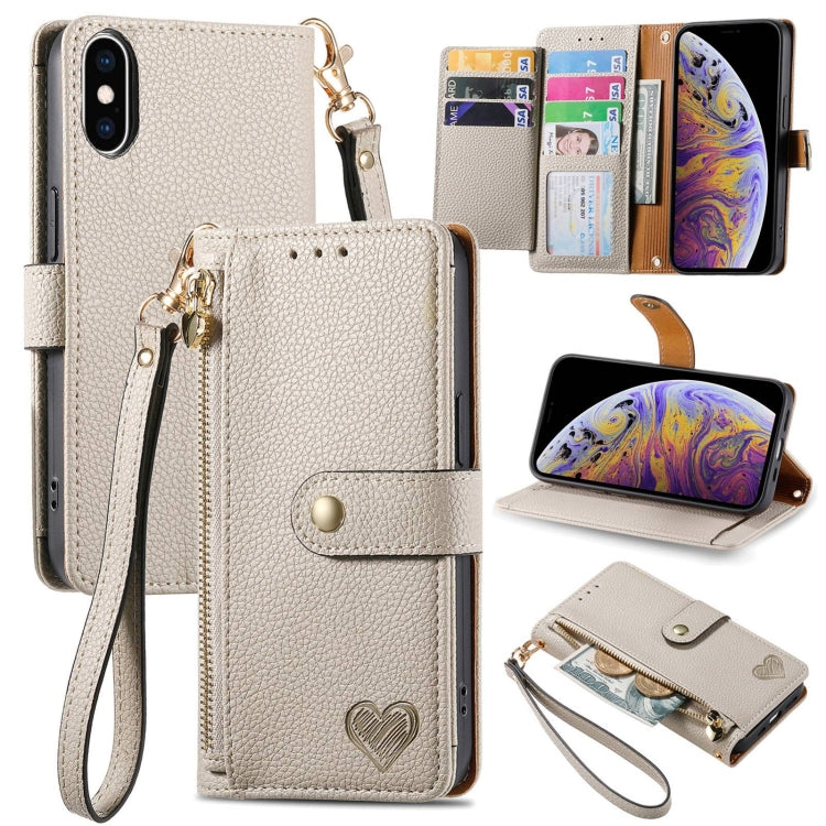 Liebe Reißverschluss Lanyard Leder Handyhülle, Für iPhone 12 Pro Max, Für iPhone 11 Pro Max, Für iPhone 11, Für iPhone 11 Pro, Für iPhone X / XS, Für iPhone XR, Für iPhone XS Max, Für iPhone 7 Plus / 8 Plus