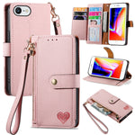 Liebes-Reißverschluss-Lanyard-Leder-Handyhülle, für iPhone 14 Pro Max, für iPhone 7 / 8 / SE 2022, für iPhone 13 Pro Max, für iPhone 13 Pro, für iPhone 13, für iPhone 13 mini, für iPhone 12 mini, für iPhone 12 / 12 Pro