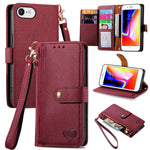 Liebes-Reißverschluss-Lanyard-Leder-Handyhülle, für iPhone 14 Pro Max, für iPhone 7 / 8 / SE 2022, für iPhone 13 Pro Max, für iPhone 13 Pro, für iPhone 13, für iPhone 13 mini, für iPhone 12 mini, für iPhone 12 / 12 Pro