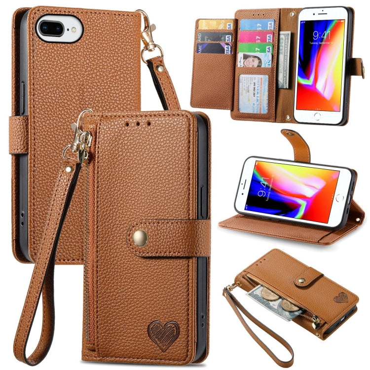 Liebe Reißverschluss Lanyard Leder Handyhülle, Für iPhone 12 Pro Max, Für iPhone 11 Pro Max, Für iPhone 11, Für iPhone 11 Pro, Für iPhone X / XS, Für iPhone XR, Für iPhone XS Max, Für iPhone 7 Plus / 8 Plus