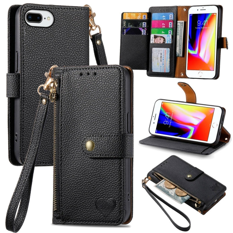 Liebe Reißverschluss Lanyard Leder Handyhülle, Für iPhone 12 Pro Max, Für iPhone 11 Pro Max, Für iPhone 11, Für iPhone 11 Pro, Für iPhone X / XS, Für iPhone XR, Für iPhone XS Max, Für iPhone 7 Plus / 8 Plus