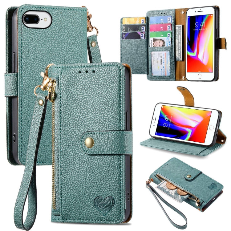 Liebe Reißverschluss Lanyard Leder Handyhülle, Für iPhone 12 Pro Max, Für iPhone 11 Pro Max, Für iPhone 11, Für iPhone 11 Pro, Für iPhone X / XS, Für iPhone XR, Für iPhone XS Max, Für iPhone 7 Plus / 8 Plus