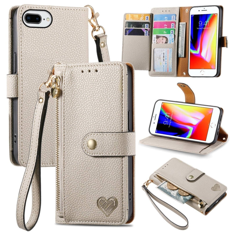 Liebe Reißverschluss Lanyard Leder Handyhülle, Für iPhone 12 Pro Max, Für iPhone 11 Pro Max, Für iPhone 11, Für iPhone 11 Pro, Für iPhone X / XS, Für iPhone XR, Für iPhone XS Max, Für iPhone 7 Plus / 8 Plus