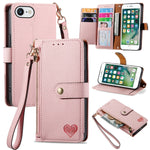 Liebe Reißverschluss Lanyard Leder Handyhülle, Für iPhone 12 Pro Max, Für iPhone 11 Pro Max, Für iPhone 11, Für iPhone 11 Pro, Für iPhone X / XS, Für iPhone XR, Für iPhone XS Max, Für iPhone 7 Plus / 8 Plus