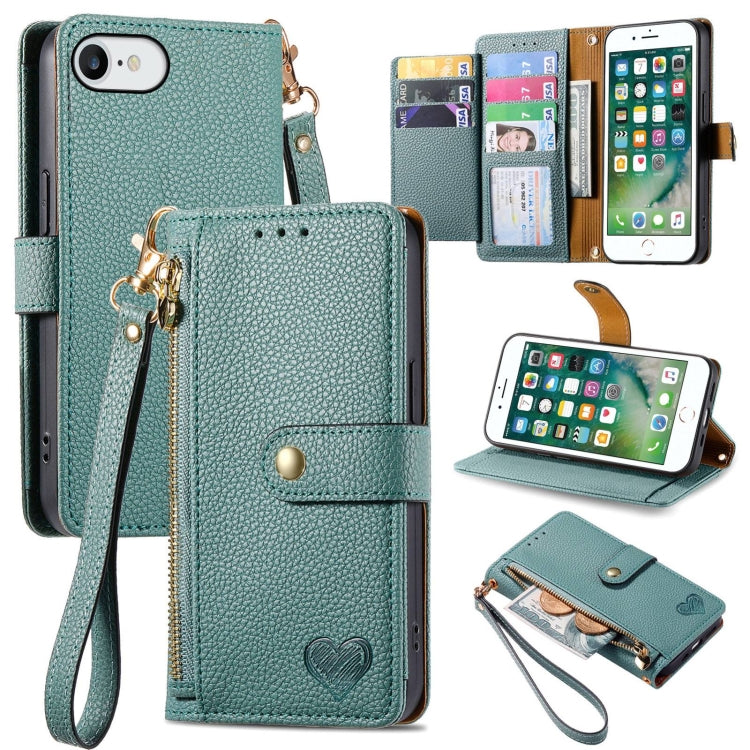 Liebe Reißverschluss Lanyard Leder Handyhülle, Für iPhone 12 Pro Max, Für iPhone 11 Pro Max, Für iPhone 11, Für iPhone 11 Pro, Für iPhone X / XS, Für iPhone XR, Für iPhone XS Max, Für iPhone 7 Plus / 8 Plus