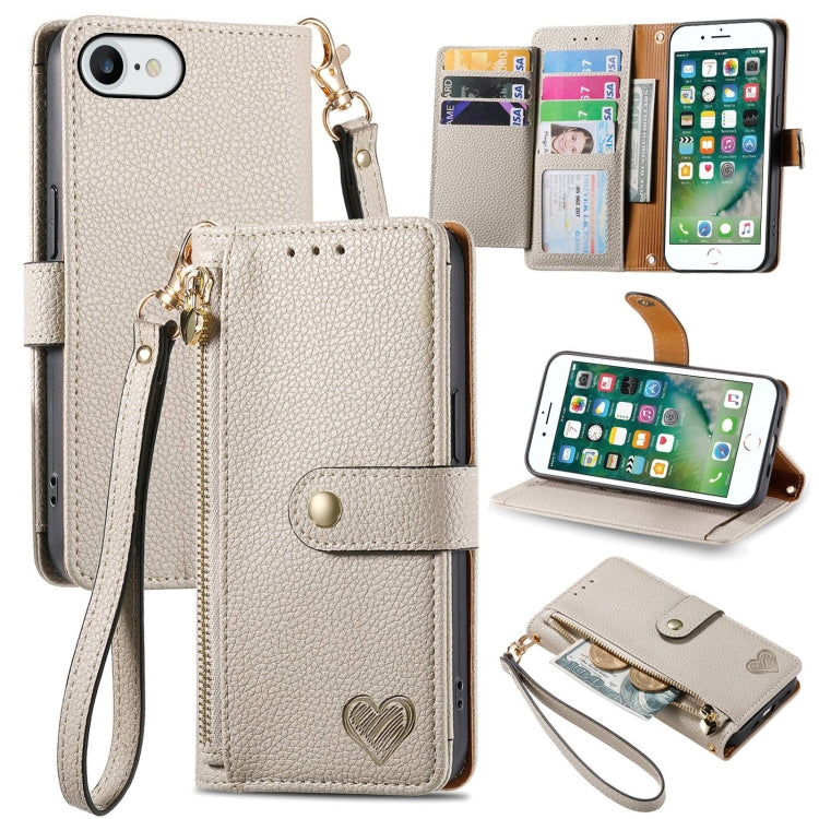 Liebe Reißverschluss Lanyard Leder Handyhülle, Für iPhone 12 Pro Max, Für iPhone 11 Pro Max, Für iPhone 11, Für iPhone 11 Pro, Für iPhone X / XS, Für iPhone XR, Für iPhone XS Max, Für iPhone 7 Plus / 8 Plus
