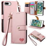 Liebe Reißverschluss Lanyard Leder Handyhülle, Für iPhone 12 Pro Max, Für iPhone 11 Pro Max, Für iPhone 11, Für iPhone 11 Pro, Für iPhone X / XS, Für iPhone XR, Für iPhone XS Max, Für iPhone 7 Plus / 8 Plus