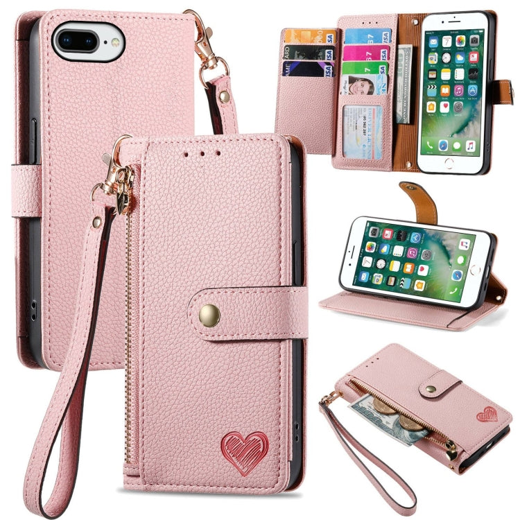 Liebe Reißverschluss Lanyard Leder Handyhülle, Für iPhone 12 Pro Max, Für iPhone 11 Pro Max, Für iPhone 11, Für iPhone 11 Pro, Für iPhone X / XS, Für iPhone XR, Für iPhone XS Max, Für iPhone 7 Plus / 8 Plus