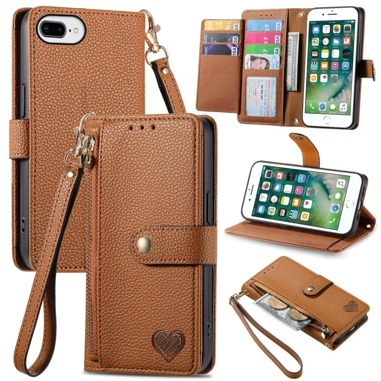Liebe Reißverschluss Lanyard Leder Handyhülle, Für iPhone 12 Pro Max, Für iPhone 11 Pro Max, Für iPhone 11, Für iPhone 11 Pro, Für iPhone X / XS, Für iPhone XR, Für iPhone XS Max, Für iPhone 7 Plus / 8 Plus
