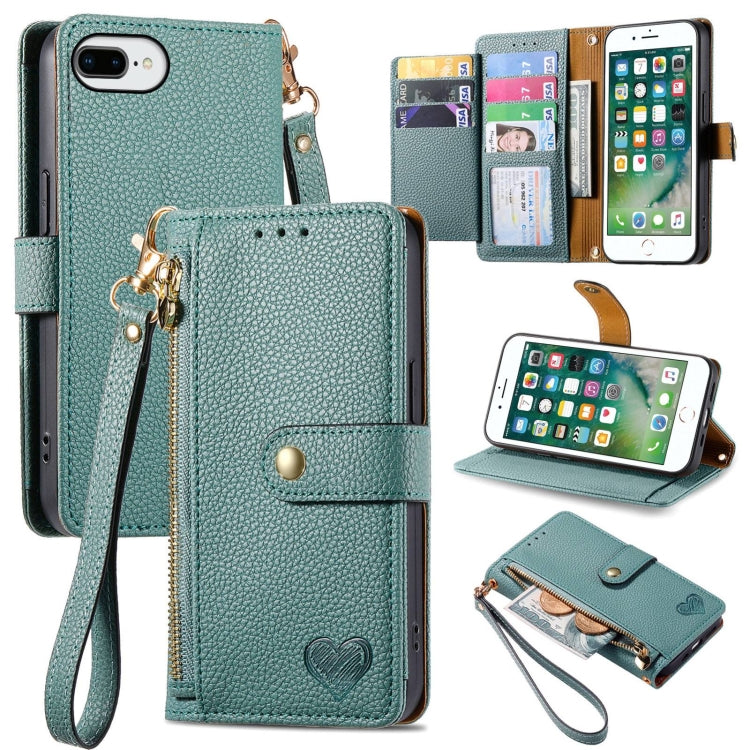 Liebe Reißverschluss Lanyard Leder Handyhülle, Für iPhone 12 Pro Max, Für iPhone 11 Pro Max, Für iPhone 11, Für iPhone 11 Pro, Für iPhone X / XS, Für iPhone XR, Für iPhone XS Max, Für iPhone 7 Plus / 8 Plus