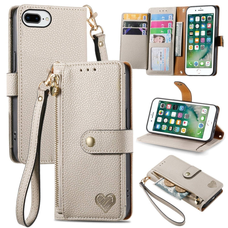 Liebe Reißverschluss Lanyard Leder Handyhülle, Für iPhone 12 Pro Max, Für iPhone 11 Pro Max, Für iPhone 11, Für iPhone 11 Pro, Für iPhone X / XS, Für iPhone XR, Für iPhone XS Max, Für iPhone 7 Plus / 8 Plus