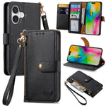 Liebes-Reißverschluss-Lanyard-Leder-Handyhülle, für iPhone 17e / 16e, für iPhone 17 Pro Max, für iPhone 17 Pro, für iPhone 17, für iPhone Air, für iPhone 16 Pro Max, für iPhone 16 Pro, für iPhone 16 Plus