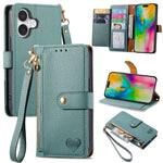 Liebes-Reißverschluss-Lanyard-Leder-Handyhülle, für iPhone 17e / 16e, für iPhone 17 Pro Max, für iPhone 17 Pro, für iPhone 17, für iPhone Air, für iPhone 16 Pro Max, für iPhone 16 Pro, für iPhone 16 Plus