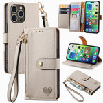 Liebes-Reißverschluss-Lanyard-Leder-Handyhülle, für iPhone 17e / 16e, für iPhone 17 Pro Max, für iPhone 17 Pro, für iPhone 17, für iPhone Air, für iPhone 16 Pro Max, für iPhone 16 Pro, für iPhone 16 Plus
