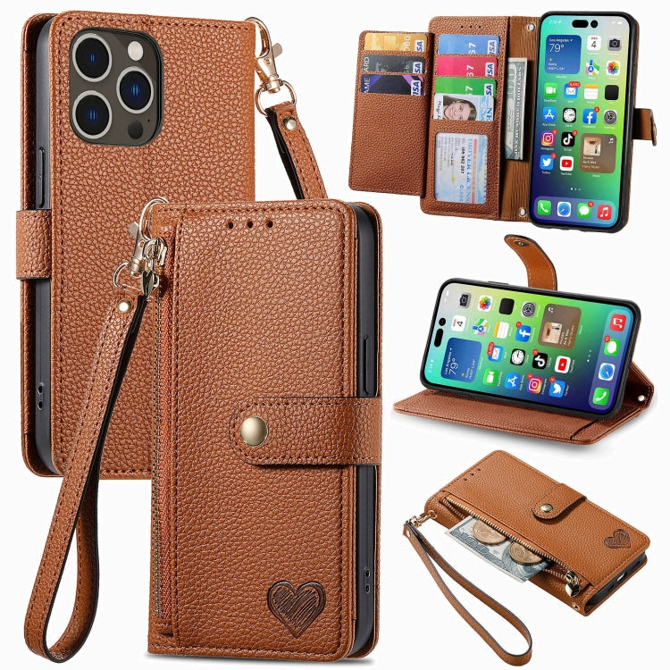 Liebes-Reißverschluss-Lanyard-Leder-Handyhülle, für iPhone 17e / 16e, für iPhone 17 Pro Max, für iPhone 17 Pro, für iPhone 17, für iPhone Air, für iPhone 16 Pro Max, für iPhone 16 Pro, für iPhone 16 Plus