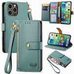 Liebes-Reißverschluss-Lanyard-Leder-Handyhülle, für iPhone 17e / 16e, für iPhone 17 Pro Max, für iPhone 17 Pro, für iPhone 17, für iPhone Air, für iPhone 16 Pro Max, für iPhone 16 Pro, für iPhone 16 Plus
