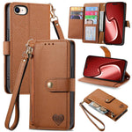 Liebes-Reißverschluss-Lanyard-Leder-Handyhülle, für iPhone 17e / 16e, für iPhone 17 Pro Max, für iPhone 17 Pro, für iPhone 17, für iPhone Air, für iPhone 16 Pro Max, für iPhone 16 Pro, für iPhone 16 Plus