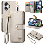 Liebes-Reißverschluss-Lanyard-Leder-Handyhülle, für iPhone 17e / 16e, für iPhone 17 Pro Max, für iPhone 17 Pro, für iPhone 17, für iPhone Air, für iPhone 16 Pro Max, für iPhone 16 Pro, für iPhone 16 Plus