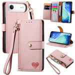 Liebes-Reißverschluss-Lanyard-Leder-Handyhülle, für iPhone 17e / 16e, für iPhone 17 Pro Max, für iPhone 17 Pro, für iPhone 17, für iPhone Air, für iPhone 16 Pro Max, für iPhone 16 Pro, für iPhone 16 Plus