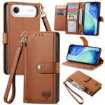 Liebes-Reißverschluss-Lanyard-Leder-Handyhülle, für iPhone 17e / 16e, für iPhone 17 Pro Max, für iPhone 17 Pro, für iPhone 17, für iPhone Air, für iPhone 16 Pro Max, für iPhone 16 Pro, für iPhone 16 Plus