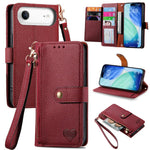 Liebes-Reißverschluss-Lanyard-Leder-Handyhülle, für iPhone 17e / 16e, für iPhone 17 Pro Max, für iPhone 17 Pro, für iPhone 17, für iPhone Air, für iPhone 16 Pro Max, für iPhone 16 Pro, für iPhone 16 Plus