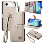 Liebes-Reißverschluss-Lanyard-Leder-Handyhülle, für iPhone 17e / 16e, für iPhone 17 Pro Max, für iPhone 17 Pro, für iPhone 17, für iPhone Air, für iPhone 16 Pro Max, für iPhone 16 Pro, für iPhone 16 Plus