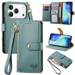 Liebes-Reißverschluss-Lanyard-Leder-Handyhülle, für iPhone 17e / 16e, für iPhone 17 Pro Max, für iPhone 17 Pro, für iPhone 17, für iPhone Air, für iPhone 16 Pro Max, für iPhone 16 Pro, für iPhone 16 Plus