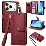 Liebes-Reißverschluss-Lanyard-Leder-Handyhülle, für iPhone 17e / 16e, für iPhone 17 Pro Max, für iPhone 17 Pro, für iPhone 17, für iPhone Air, für iPhone 16 Pro Max, für iPhone 16 Pro, für iPhone 16 Plus