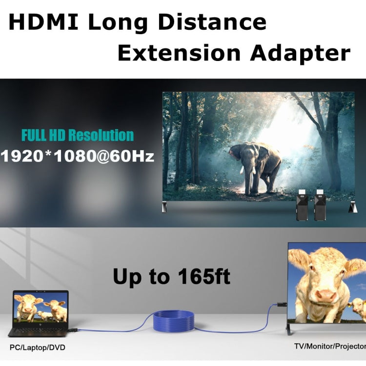 HDMI Extender 50m Audio Video 1080P über Cat5 Cat6 Ethernet Kabel Übertragung verlustfreies Signal HDMI Langstreckenverlängerungsadapter