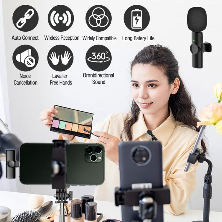 Kabelloses Lavalier-Ansteckmikrofon für Android-Telefon & Computer mit USB-C / Typ-C Empfänger, Eins zu Eins, Eins zu Zwei
