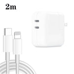35W PD3.0 USB-C / Typ-C Dual Port Ladegerät mit Typ-C auf 8 Pin Datenkabel, US Stecker, US Stecker + 1m 8 Pin Kabel, US Stecker + 2m 8 Pin Kabel