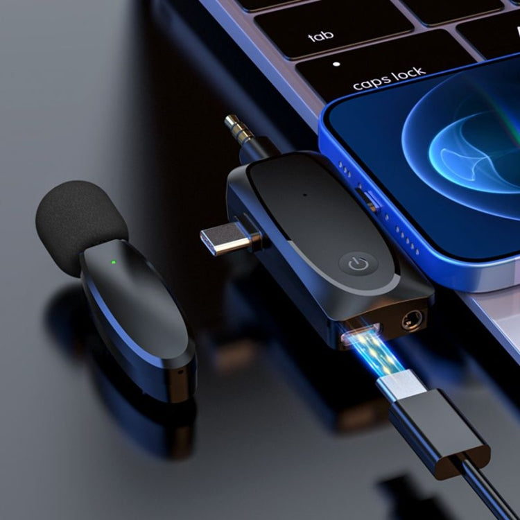 3 in 1 Mini kabellose Lavalier-Mikrofone für iPhone / Android / Kamera mit Geräuschreduktionsfunktion, Eins zu Zwei