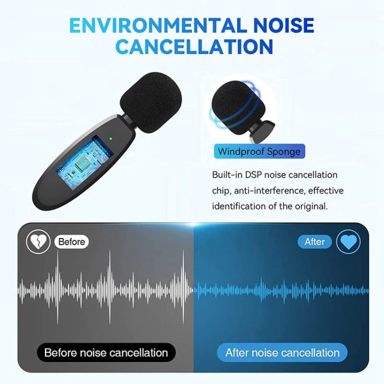 3 in 1 Mini kabellose Lavalier-Mikrofone für iPhone / Android / Kamera mit Geräuschreduktionsfunktion, Eins zu Zwei