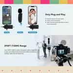3 in 1 Mini kabellose Lavalier-Mikrofone für iPhone / Android / Kamera mit Geräuschreduktionsfunktion, Eins zu Zwei
