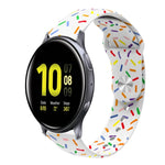 Sportliches Silikonarmband mit Regenbogenpunkten und Dornschließe, passend für Samsung Galaxy Watch 4 (40 mm/44 mm) und Samsung Galaxy Watch 4 Classic (42 mm/46 mm).
