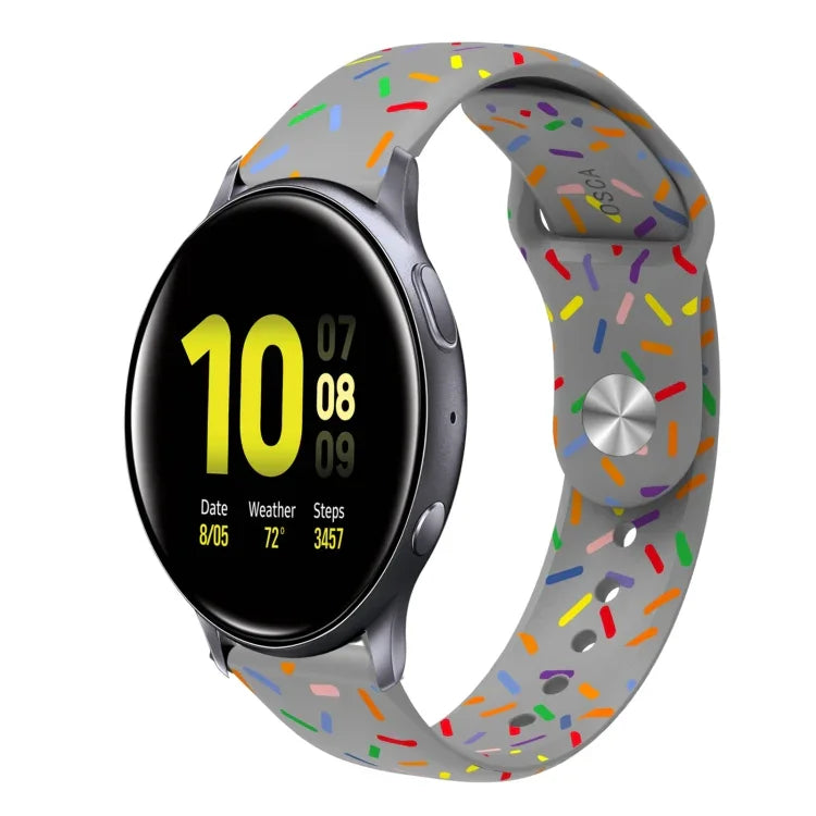 Sportliches Silikonarmband mit Regenbogenpunkten und Dornschließe, passend für Samsung Galaxy Watch 4 (40 mm/44 mm) und Samsung Galaxy Watch 4 Classic (42 mm/46 mm).
