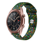 Sportliches Silikonarmband mit Regenbogenpunkten und Dornschließe, passend für Samsung Galaxy Watch 4 (40 mm/44 mm) und Samsung Galaxy Watch 4 Classic (42 mm/46 mm).