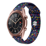 Sportliches Silikonarmband mit Regenbogenpunkten und Dornschließe, passend für Samsung Galaxy Watch 4 (40 mm/44 mm) und Samsung Galaxy Watch 4 Classic (42 mm/46 mm).