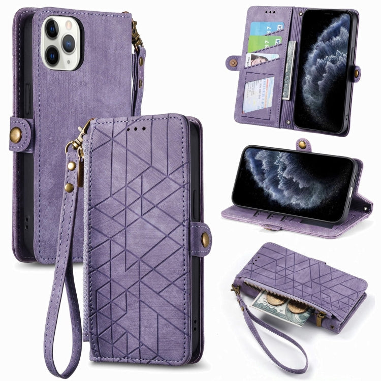 Geometrische Reißverschluss-Brieftaschen-Handyhülle aus Leder mit seitlicher Schnalle, für iPhone 11, für iPhone 11 Pro, für iPhone X / XS, für iPhone XR, für iPhone XS Max, für iPhone 7 Plus / 8 Plus, für iPhone 6 Plus / 6s Plus, für iPhone 6 / 6s