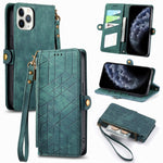 Geometrische Reißverschluss-Brieftaschen-Handyhülle aus Leder mit seitlicher Schnalle, für iPhone 11, für iPhone 11 Pro, für iPhone X / XS, für iPhone XR, für iPhone XS Max, für iPhone 7 Plus / 8 Plus, für iPhone 6 Plus / 6s Plus, für iPhone 6 / 6s
