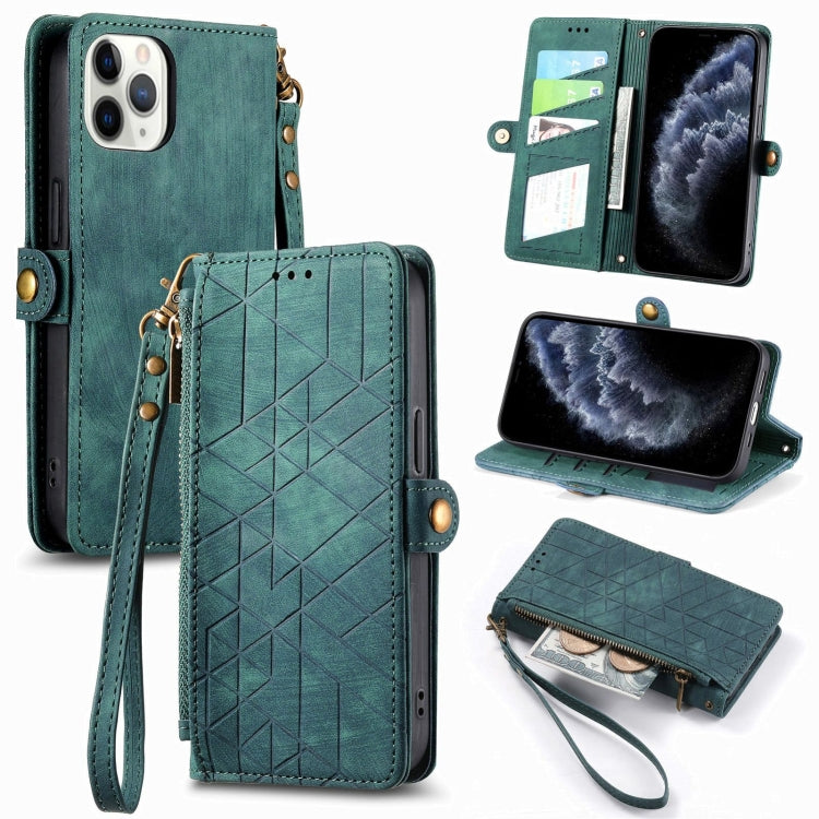 Geometrische Reißverschluss-Brieftaschen-Handyhülle aus Leder mit seitlicher Schnalle, für iPhone 11, für iPhone 11 Pro, für iPhone X / XS, für iPhone XR, für iPhone XS Max, für iPhone 7 Plus / 8 Plus, für iPhone 6 Plus / 6s Plus, für iPhone 6 / 6s